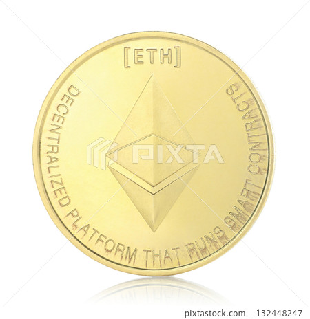 Ethereum - ETH cryptocurrency coin isolated on a transparent background Ethereum - ETH cryptocurrency coin isolated on a transparent background 132448247