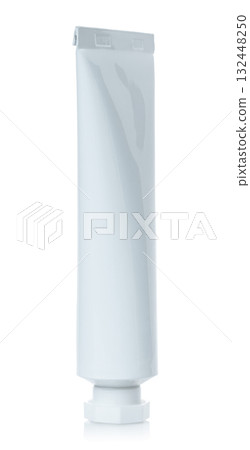 Blank white cosmetic cream tube, isolated on a transparent background Blank white cosmetic cream tube, isolated on a transparent background 132448250