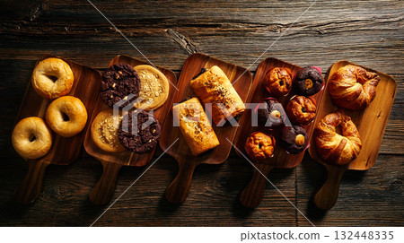 Croissant Muffin Cookie Bagel and Neapolitan 132448335