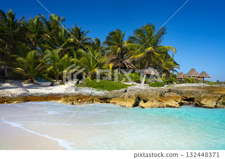 Tulum Caribbean beach in Riviera Maya 132448371