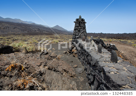 La Palma lava stone fence column in Fuencaliente 132448385