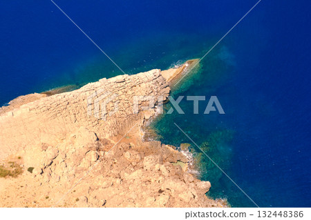 Formentor cape to Pollensa aerial sea view in Mallorca Formentor cape to Pollensa aerial sea view in Mallorca 132448386