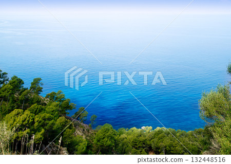 Mediterranean sea high view from Mallorca Deia Mediterranean sea high view from Mallorca Deia 132448516