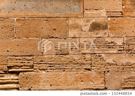 Alcudia Old Town masonry wall texture Mallorca Alcudia Old Town masonry wall texture Mallorca 132448654