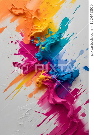 abstract colorful oil paint on white paper 132448809