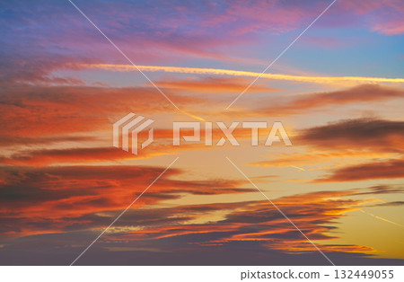 Sunset sky clouds orange and blue Sunset sky clouds orange and blue 132449055