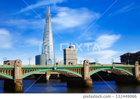 London Southwark bridge and Shard on Thames London Southwark bridge and Shard on Thames 132449066