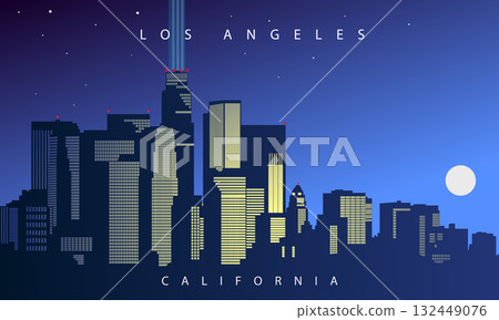 Los Angeles skyline at night, USA 132449076