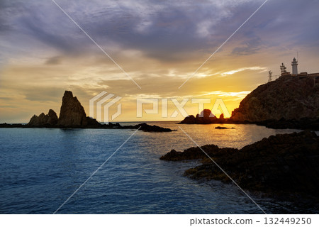 Almeria Cabo de Gata lighthouse sunset in Spain Almeria Cabo de Gata lighthouse sunset in Spain 132449250