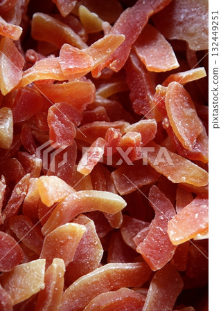 Dried papaya fruit with sugar pattern Dried papaya fruit with sugar pattern 132449251