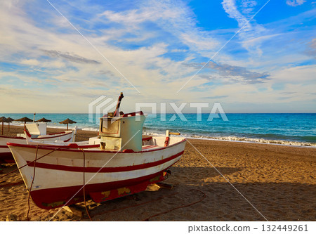 Almeria Cabo de Gata San Miguel beach boats 132449261