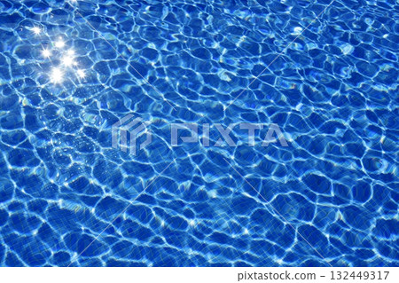 Blue water texture, tiles pool in sunny day Blue water texture, tiles pool in sunny day 132449317