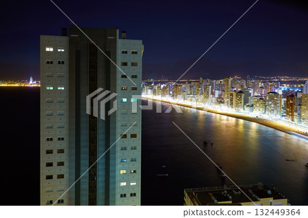 Benidorm skyline at sunset beach in Alicante Benidorm skyline at sunset beach in Alicante 132449364