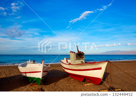 Almeria Cabo de Gata San Miguel beach boats 132449452