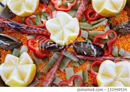 Mediterranean delicious paella seafood Mediterranean delicious paella seafood 132449534