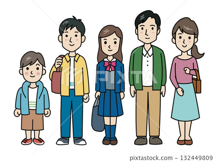 人物素材:友善溫馨的五口之家 人物素材:友善溫馨的五口之家 132449809