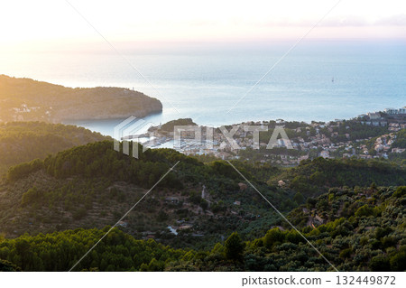 Port de Soller sunset in Majorca at Balearic island Port de Soller sunset in Majorca at Balearic island 132449872