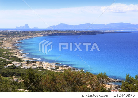 aerial view Formentera balearic island Ibiza horizon 132449879