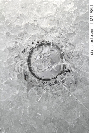 drink can iced submerged in frost ice closeup drink can iced submerged in frost ice closeup 132449891