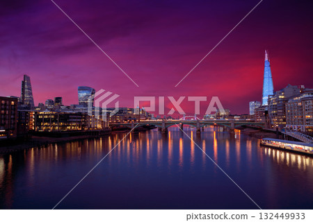 London skyline sunset on Thames river London skyline sunset on Thames river 132449933