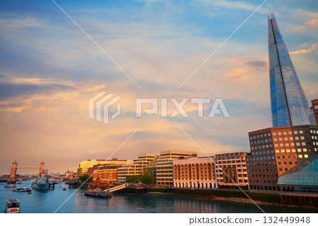 London The Shard building at sunset 132449948