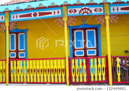 colorful Caribbean houses tropical Isla Mujeres colorful Caribbean houses tropical Isla Mujeres 132449991
