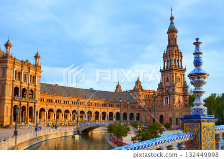 Seville Plaza de Espana sunset Andalusian Sevilla 132449998