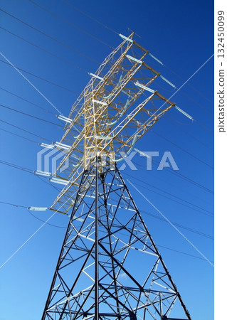 electric high tower strcture  blue sky 132450099