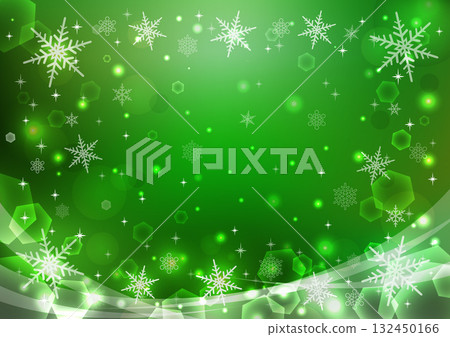 Winter sparkling Christmas snowflake background green 132450166