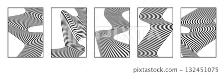 Black and white abstract line art with flowing patterns. Vector illustration Black and white abstract line art with flowing patterns. Vector illustration 132451075