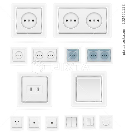 electrical socket and switch outlet for indoor electricity cartoon stock vector illustration 132451138