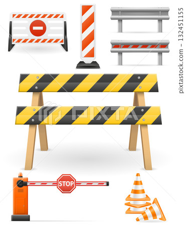 road barriers to restrict traffic transport cartoon stock vector illustration 132451155