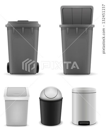 trash bucket container recycling bin cartoon stock vector illustration 132451157