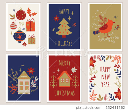 Greeting cards for Christmas and new year 132451362