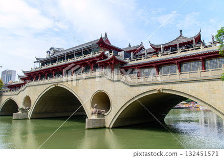 Beautiful scenery of Anshun Lang Bridge in Chengdu, Sichuan, China Beautiful scenery of Anshun Lang Bridge in Chengdu, Sichuan, China 132451571