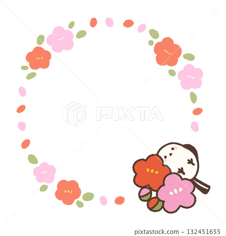 New Year's Long-tailed Tit Frame | Scandinavian-style floral pattern and plum blossoms 132451655