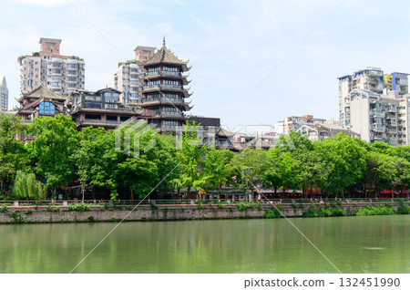 中國四川成都美麗的城市景觀 132451990