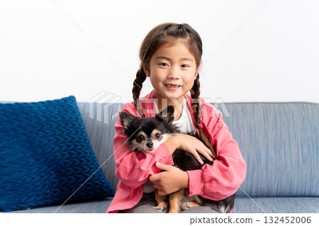 Girl and dog Chihuahua 132452006