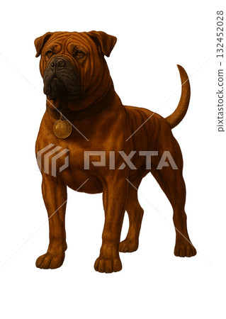 土佐犬透明材質 | 在日本被稱為鬥犬的大型日本犬的逼真插圖 132452028