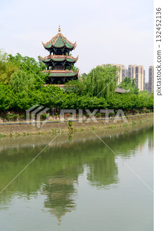 A beautiful view of the Wangjiang Tower in Chengdu, Sichuan, China 132452136
