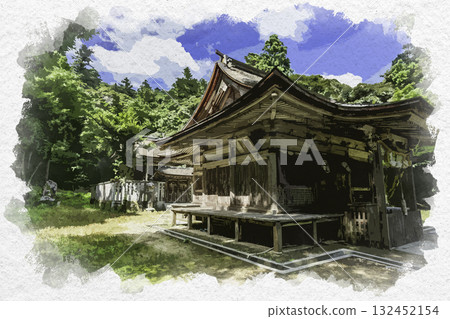 Watercolor painting of Tottori Toshogu Shrine, Tottori City, Tottori Prefecture 132452154