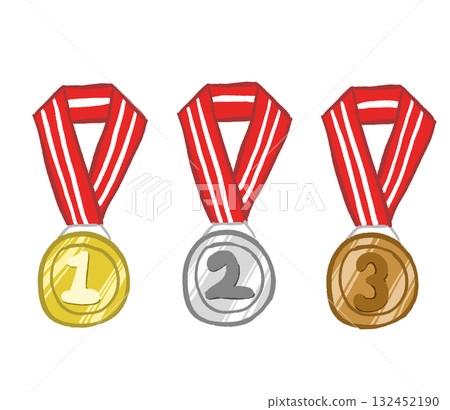 三色獎牌插圖 132452190