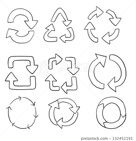 圓形箭頭的單色插圖 132452191