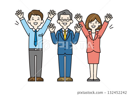 微笑和歡呼，男女經理和員工，全身向量插圖 set_color 132452242