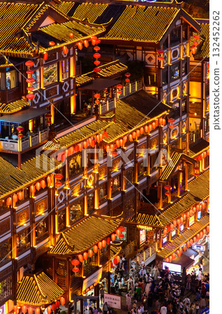 中國重慶洪崖洞的美麗夜景 132452262