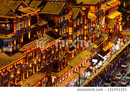 中國重慶洪崖洞的美麗夜景 132452265