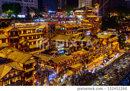A beautiful night view of Hongyadong in Chongqing, China A beautiful night view of Hongyadong in Chongqing, China 132452268