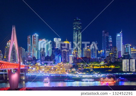 A beautiful night view of Hongyadong in Chongqing, China 132452291
