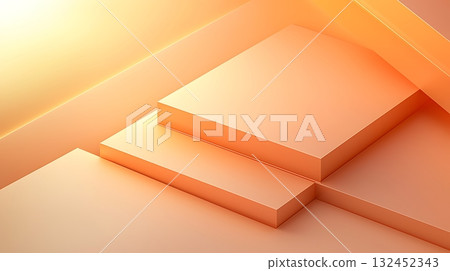 Soft Orange Geometric Shapes with Warm Light on a Minimalist Background Soft Orange Geometric Shapes with Warm Light on a Minimalist Background 132452343