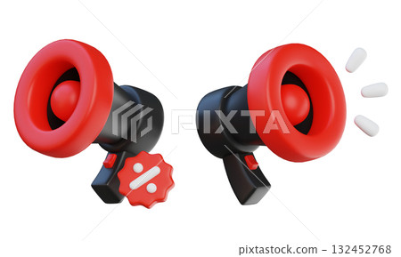 cartoon style black friday megaphone 3D graphic cartoon style black friday megaphone 3D graphic 132452768